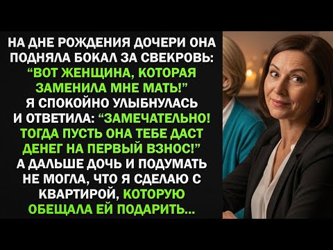 Видео: Дочь подняла тост за свекровь "Она заменила мне мать!" Я ответила - Пусть даст денег на первый взнос