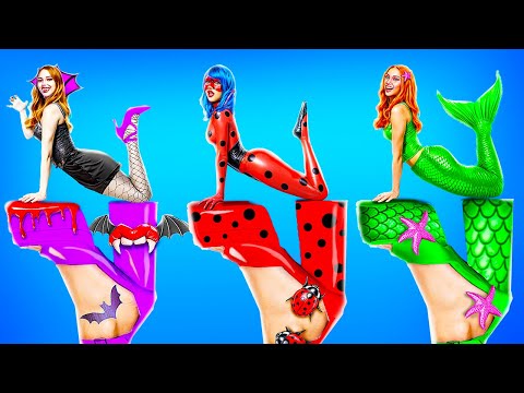 Видео: Преображение одного цвета челлендж! Леди Баг vs Русалка vs Вампир!