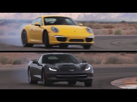 Видео: Corvette C7 против Porsche 991 Carrera S. На трассе. - /КРИС ХАРРИС О МАШИНАХ