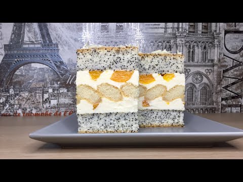 Видео: Бісквіт на білках. Маковий пляцок з персиками. Розкішний, ніжний пляцок до святкового столу.
