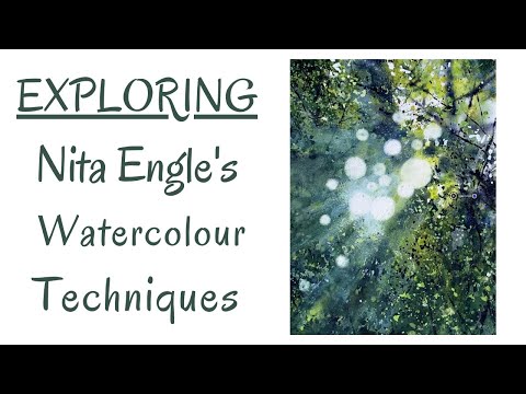 Видео: Деревья, залитые солнцем. Акварель с использованием техники Ниты Энгл + боке