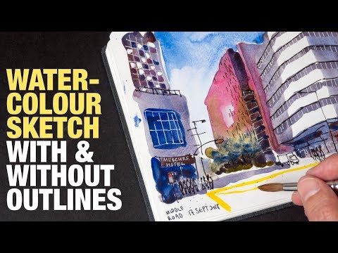Видео: Акварельный набросок с контурами и без (урок)