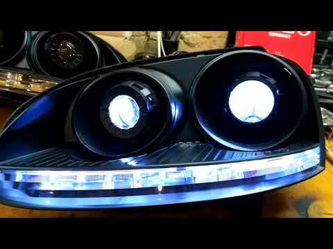 Видео: vw golf jetta тюнинг фар установка билинзы. Автолайт автосвет, автоэлектрик, автозвук, tm OLLO