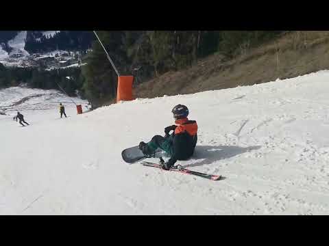 Видео: Архыз. Южный склон, синяя трасса, полный спуск.