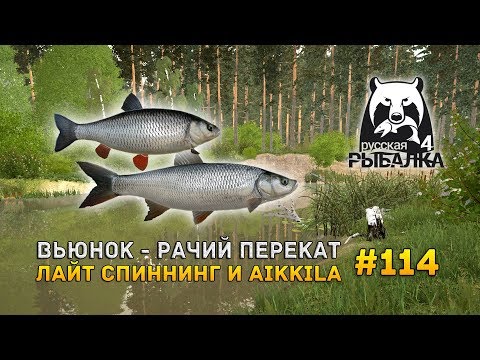 Видео: Русская Рыбалка 4 #114 - Вьюнок - Рачий перекат. Лайт спиннинг и Aikkila