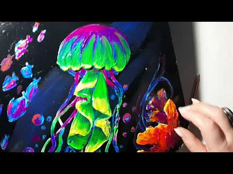 Видео: Подводный мир  Флуоресцентный акрил  Часть 1