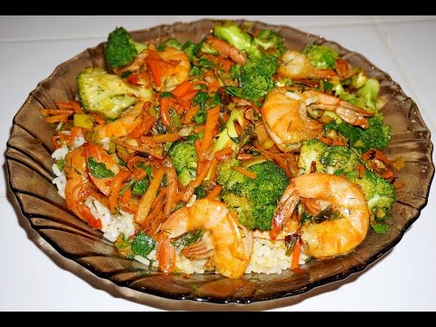 Видео: Креветки с брокколи в воке_ Shrimp with broccoli stir fried
