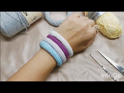 Видео: Вязаный браслет на руку кручком лёгкий МК! 
