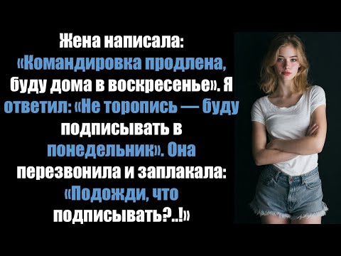 Видео: Жена написала«Командировка продлена, буду дома в воскресенье». Я ответил: «Не торопись» и сделал это