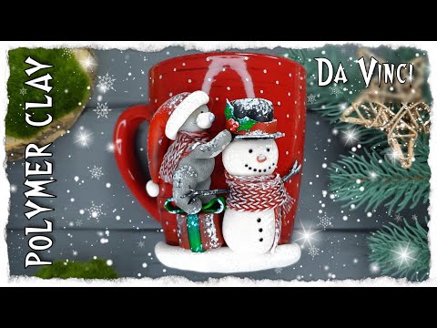Видео: Новогодний декор на чашке | как слепить мишку из полимерной глины