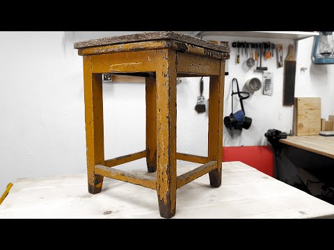 Видео: РЕСТАВРАЦИЯ СТАРОГО ТАБУРЕТА || РЕСТАВРАЦИЯ МЕБЕЛИ | ВИДЕО ПО РЕСТАВРАЦИИ