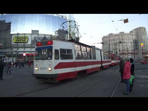 Видео: Трамвай 5001+5002 по СМЕ Санкт-Петербурга 54: ЛВС-86К 5001 + 5002 по №47 (09.11.12)