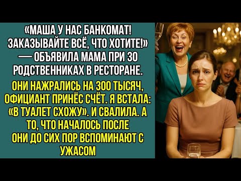 Видео: Семейный ужин обернулся кошмаром, когда мама объявила меня банкоматом. Счёт на 300К, а я исчезла...