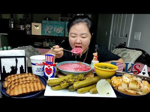 Видео: МУКБАНГ Борщ со СМЕТАНОЙ с Маринованными ОГУРЧИКАМИ, Чимчи по КОРЕЙСКИ, Оливки, Хлеб На ГРИЛЕ!