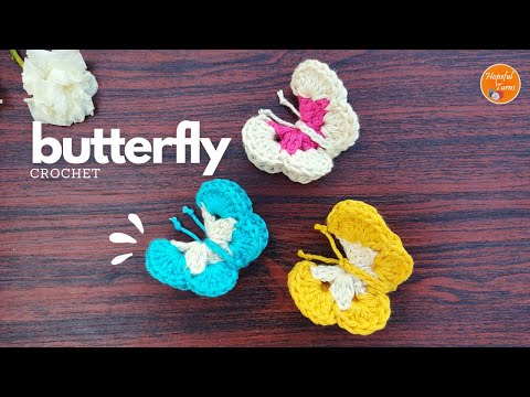 Видео: Как связать крючком бабочку | Простая 3D-бабочка крючком для начинающих — пошаговое руководство