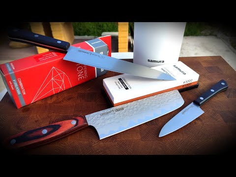 Видео: Заточка кухонных ножей Samura. Острые как бритва. ENG SUB