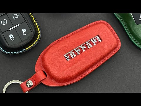 Видео: Чехол на ключ Ferrari из кожи, ручная работа, подробный процесс. Keycase leather, cover key Ferrari