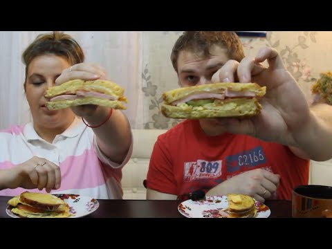 Видео: Супер сочный сэндвич за 3 минуты!.  Mukbang eating show не ASMR рецепт