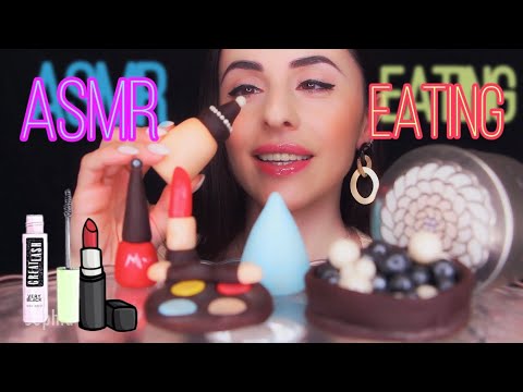 Видео: ASMR Mukbang EATING | MAKEUP CANDY 💄🍭 LIPSTICK АСМР Итинг КОСМЕТИКА из МАСТИКИ 먹방 사탕