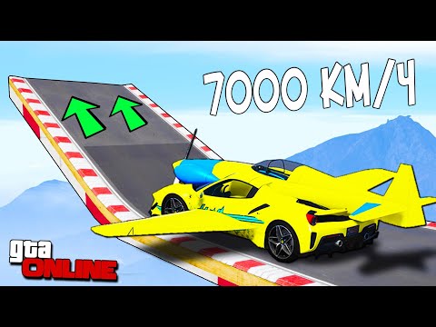 Видео: КАК ДАЛЕКО ЛЕТАЮЩАЯ МАШИНА УЛЕТИТ С ОГРОМНОГО ТРАМПЛИНА НА СКОРОСТИ 7000 КМ/Ч? ЭКСПЕРИМЕНТЫ В ГТА 5