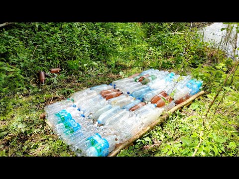 Видео: Строю плот из бутылок. Разведка новых мест рыбалки