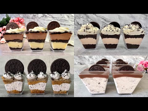 Видео: 4 простых рецепта десерта Oreo без выпечки в стаканчиках. Легко и Вкусно!