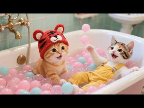 Видео: Котята наполнили нашу ванну шариками Orbeez! 🛁 Реакция мамы просто умилительная ❤️ | Милая анимац...
