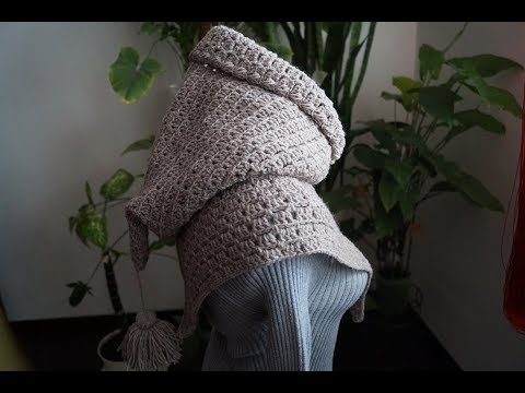 Видео: Вязаная шаль-капюшон. Крючок.