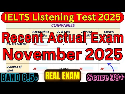 Видео: ТЕСТ IELTS ПО АУДИРОВАНИЮ 6, 15, 22 И 29 НОЯБРЯ 2025 ГОДА С ОТВЕТАМИ | ПРАКТИКА АУДИРОВАНИЯ IELTS