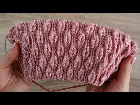 Видео: «Объёмные листики на резинке» узор спицами | «Volume leaves in rib» knitting pattern