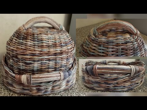 Видео: МК. Хлебница  "обшарпэ" из бумажной лозы. Ручки. Часть 3. #69(3)