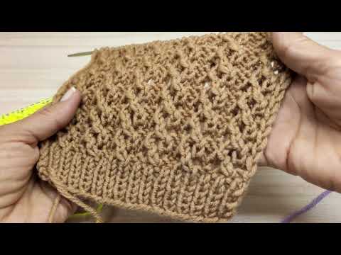 Видео: Простой узор для свитера, вертикальные полосы. Вязание спицами.