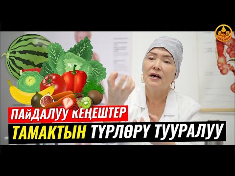 Видео: ТАМАКТЫН ТҮРЛӨРҮ ТУУРАЛУУ (пайда-зыяны). ВРАЧ-ТЕРАПЕВТ ГҮЛСАНА БАПАЕВА