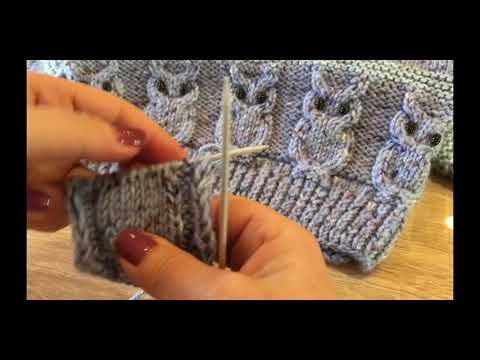 Видео: Узор "Совы" спицами
