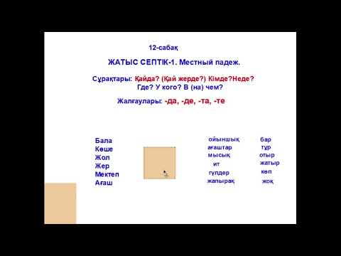 Видео: 12  сабақ  Жатыс септік 1. Местный падеж