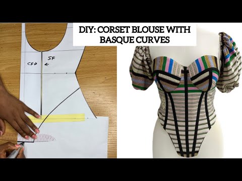 Видео: Как скроить простую корсетную блузку с баской спереди.