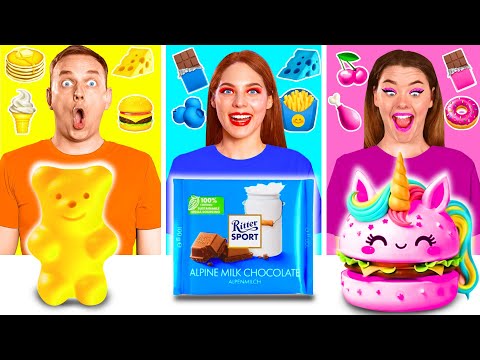 Видео: 24 Часа Едим Еду Одного Цвета Челлендж | Смешные Ситуации с Едой от BaRaDa Gold Challenge