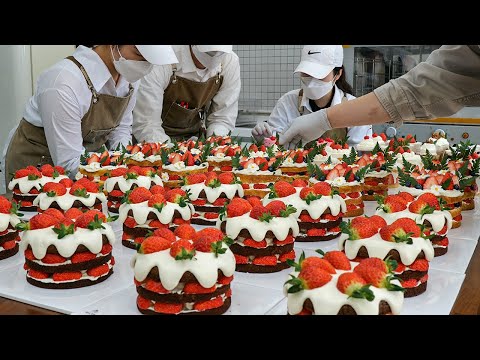 Видео: Удивительный процесс приготовления клубничного торта - корейский десерт