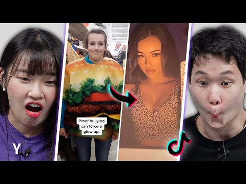 Видео: Корейский парень и девушка впервые реагируют на TikTok «Bullying Glow Up» | Y