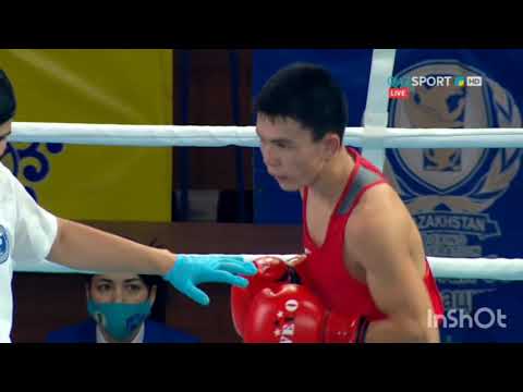 Видео: Жетибаев Самат (MNQ) vs Сабырхан Махмуд (SHY) 52 kg. 1/4 ЧРК по боксу 2020