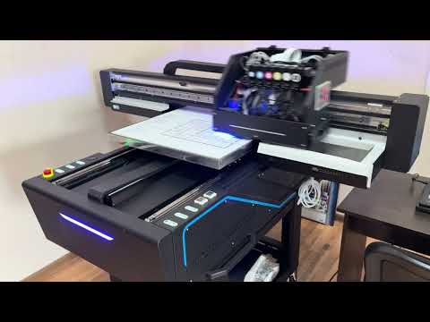 Видео: УФ принтер FS-6090uv с системой отрицательного давления, печать объемной таблички, шрифт Брайля