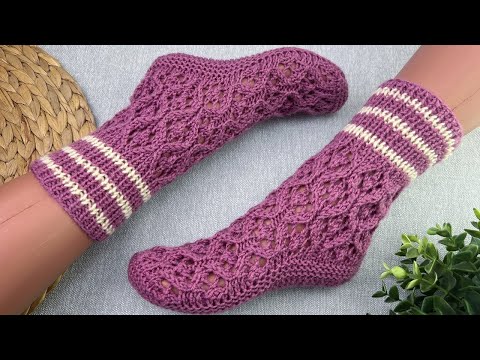 Видео: Следки- НОСОЧКИ спицами. Подробный мастер класс.