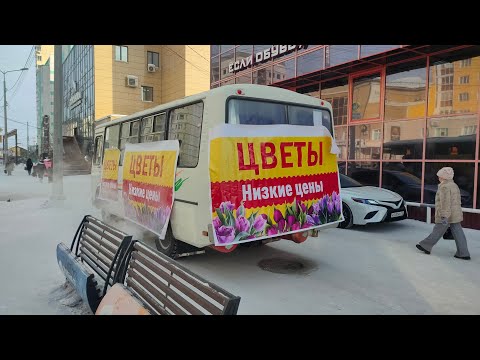 Видео: Мороз перед 8 марта, как зимой -36 в Якутске.Самый Холодный Рынок. Мясо,  Рыба не нужен холодильник.