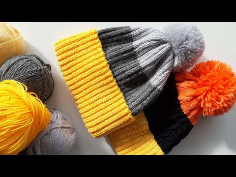 Видео: Вязаная шапка для начинающих. Как сделать красивый помпон.
