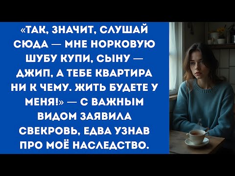 Видео: Мне норковую шубу купи, сыну — джип, а тебе квартира ни к чему.Жить будете у меня!»—заявила свекровь