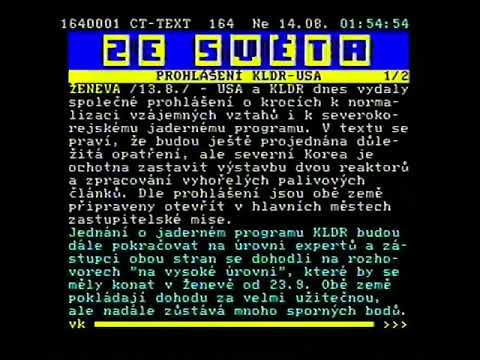 Видео: Программа передач, конец эфира и начало телетекста (ČT1 Чехия, 13.08.1994)