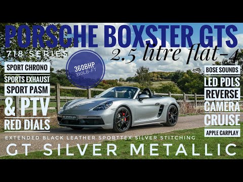 Видео: Porsche 718 Boxster GTS 2 5T GT Silver Metallic 18-позиционные сиденья и спортивные PASM M030