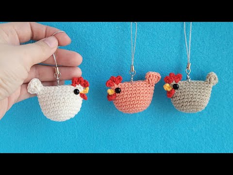 Видео: Очень лёгкая👍Курочка брелок вязаная крючком из полухлопка🐔crocheted chicken🐔gehäkeltes Huhn