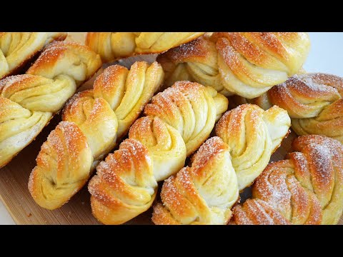 Видео: Плетеные булочки с сахаром. 🥰Тесто с добавлением КРАХМАЛА  | Braided buns with sugar