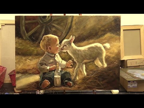 Видео: Мальчишки. Мастер-класс масляной живописи в Москве. A boy and a goat. Workshops. Allaprima